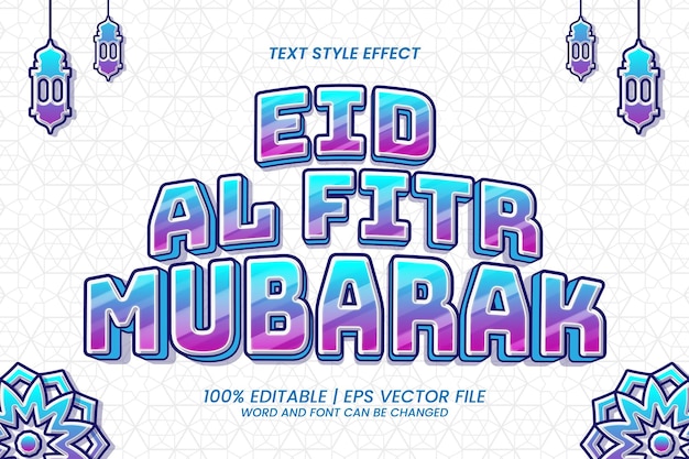 Efecto de texto editable 3d eid alfitr