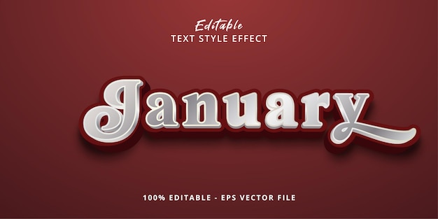 Efecto de texto editable de 3d de enero Vector Premium