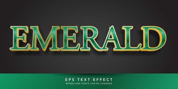 Vector efecto de texto editable 3d esmeralda