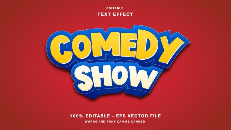 Vector efecto de texto editable 3d de espectáculo de comedia