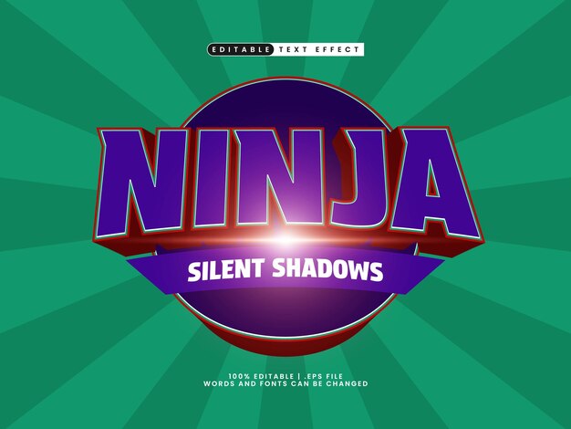 Efecto de texto editable en 3D con el estilo ninja del logotipo de esports
