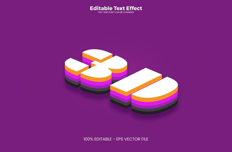 Vector efecto de texto editable en 3d en el estilo de la tendencia moderna