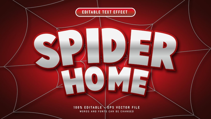Vector efecto de texto editable 3d de estilo de texto de inicio de araña