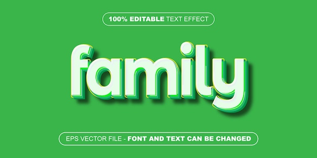 Efecto de texto editable 3d de familia verde