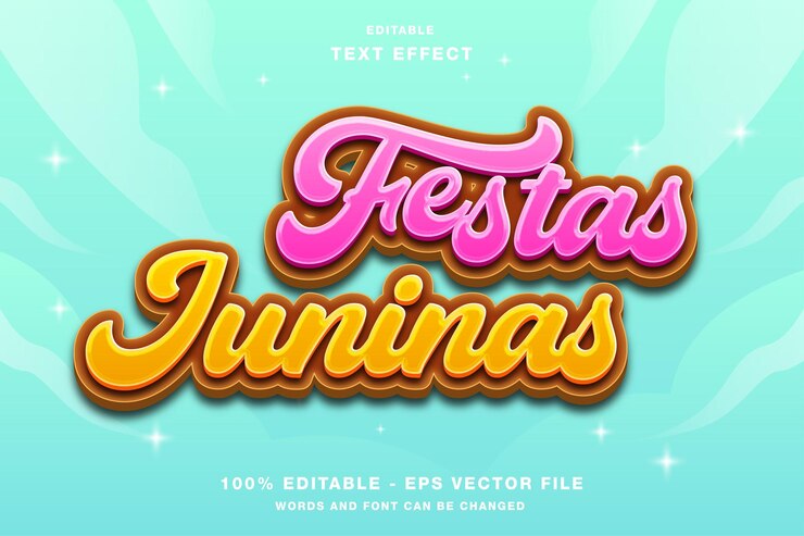 Vector efecto de texto editable 3d festas juninas