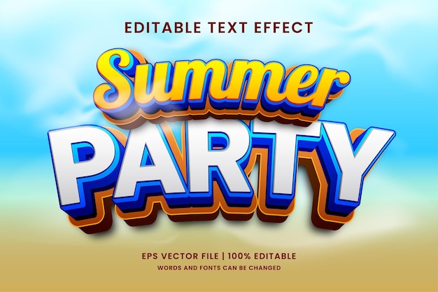 Efecto de texto editable 3D de fiesta de verano