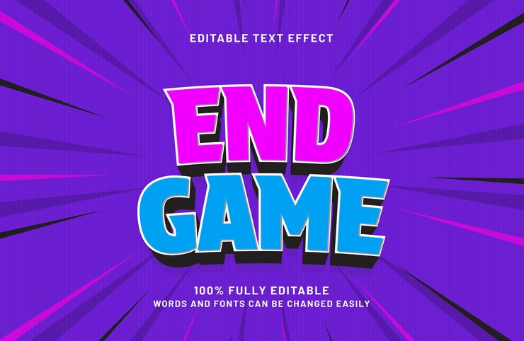Vector efecto de texto editable en 3d para el final del juego
