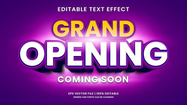 Efecto de texto editable 3d de gran inauguración