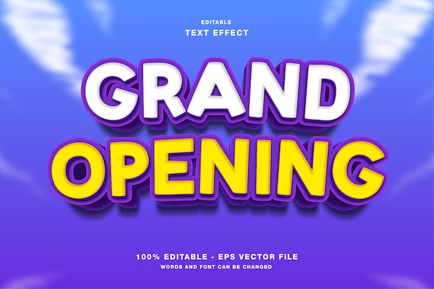 Efecto de texto editable 3d de gran inauguración