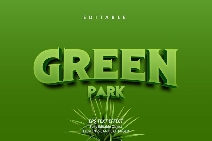 Vector efecto de texto editable 3d green park