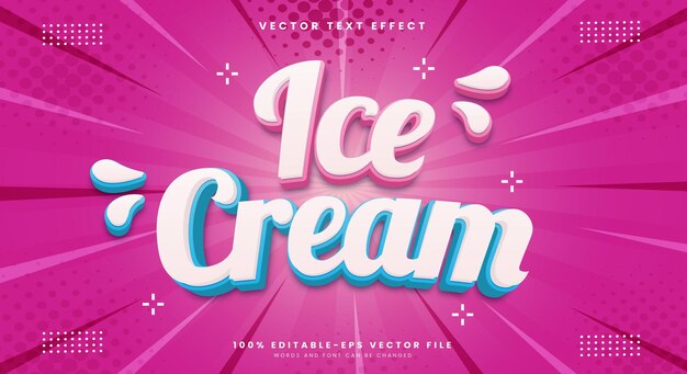 Efecto de texto editable en 3D para helados plantilla adecuada para productos alimenticios sabrosos