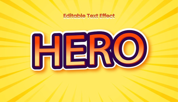 Efecto de texto editable 3d de héroe