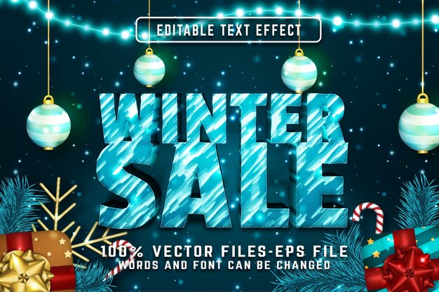 Efecto de texto editable 3d de invierno Vectores Premium