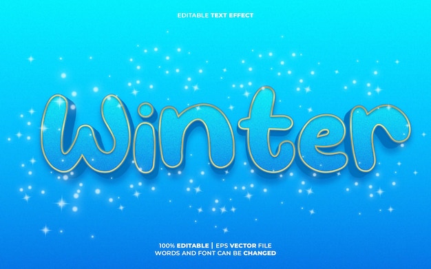 Efecto de texto editable 3d de invierno