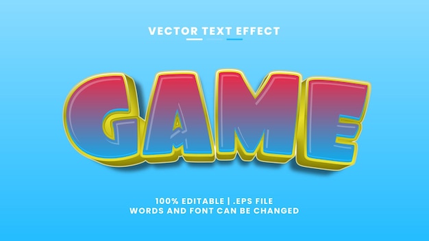 Efecto de texto editable 3d del juego en dibujos animados y estilo de texto del juego