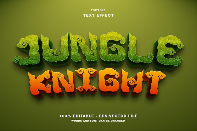 Vector efecto de texto editable 3d jungle knight