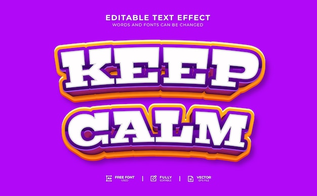 Efecto de texto editable 3d keep calm