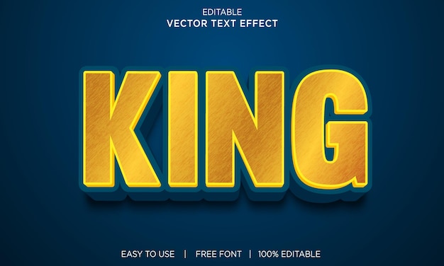 Efecto de texto editable en 3d King Gold Color PSD Premium con fondo