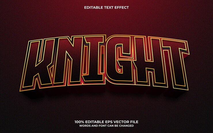 Vector efecto de texto editable 3d knight