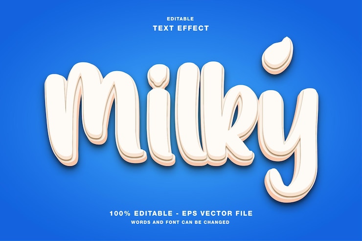 Vector efecto de texto editable 3d lechoso