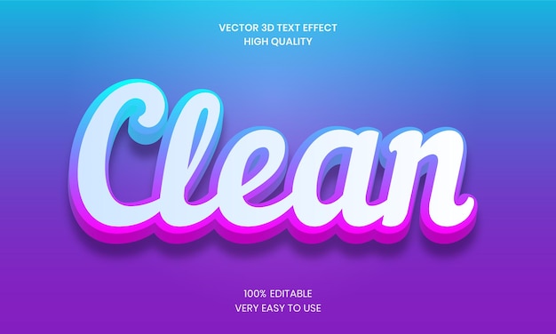 Efecto de texto editable 3D limpio Vector Premium