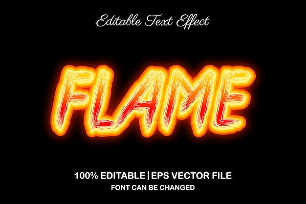Vector efecto de texto editable 3d de llama de fuego