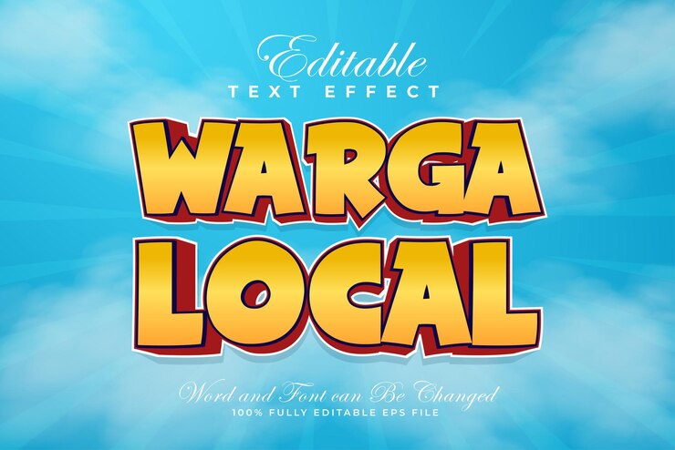 Vector efecto de texto editable en 3d local de warga