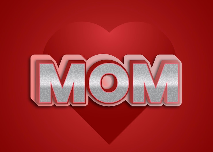 Efecto de texto editable 3d de mamá