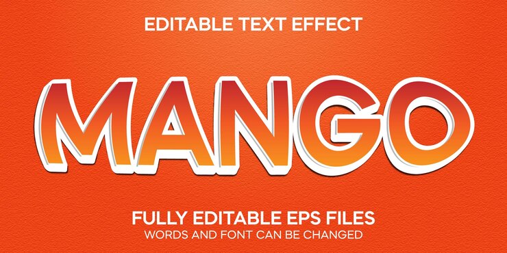 Vector efecto de texto editable 3d de mango vector premium