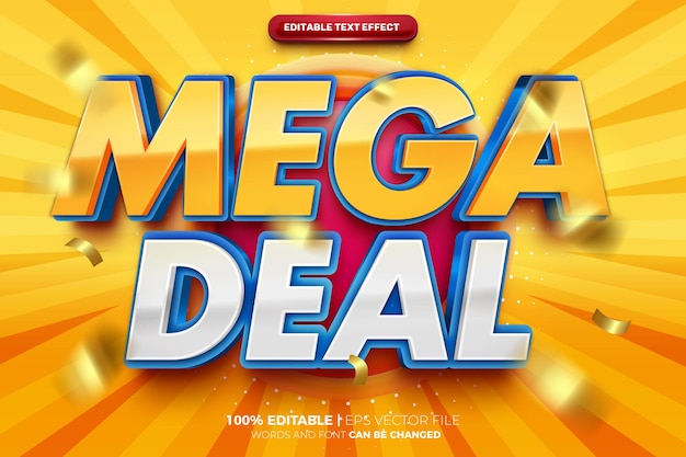 Efecto de texto editable 3d mega deal