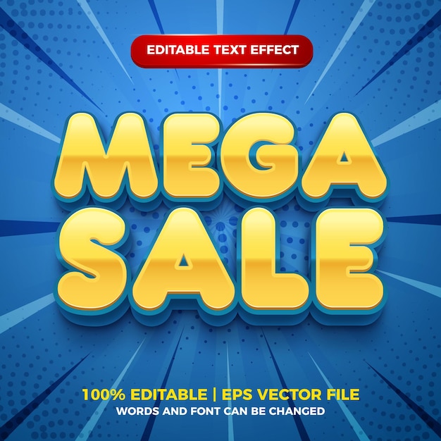 Efecto de texto editable 3d de mega venta creativa