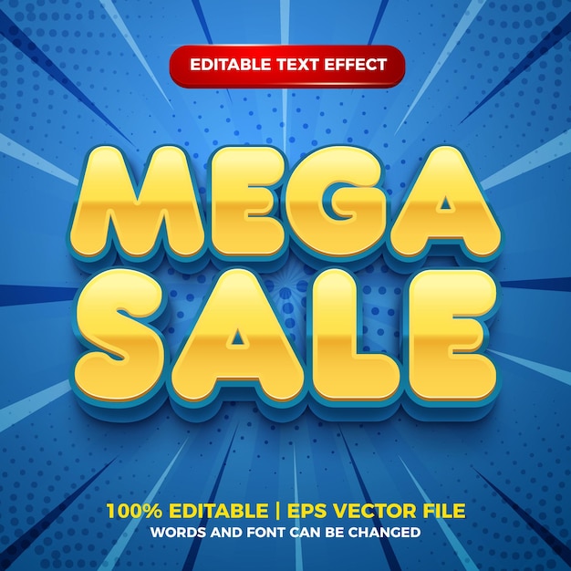 Vector efecto de texto editable 3d de mega venta creativa