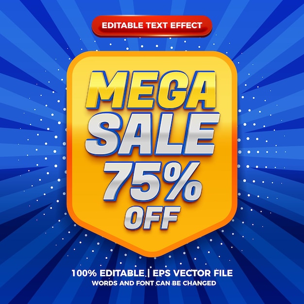 Efecto de texto editable 3d de mega venta moderno