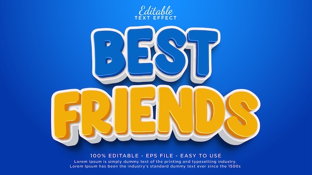 Efecto de texto editable 3d de mejores amigos