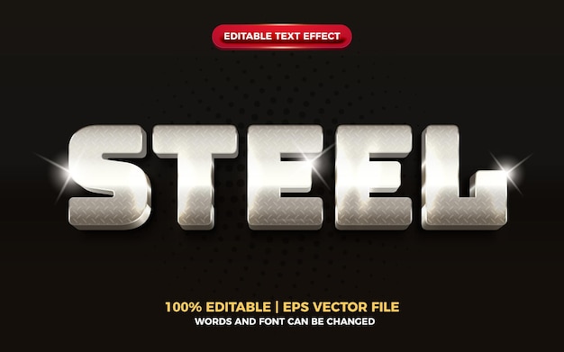 Efecto de texto editable 3d de metal de acero