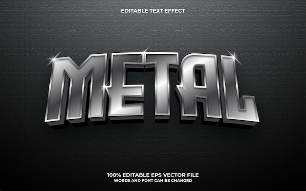Vector efecto de texto editable 3d de metal