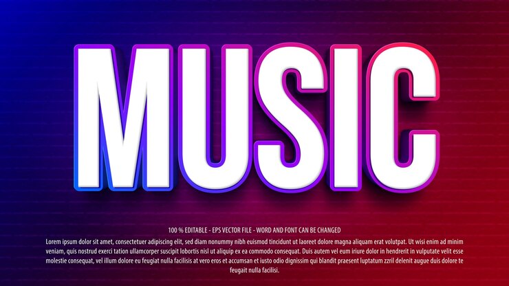 Vector efecto de texto editable 3d de música