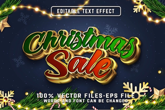 Efecto de texto editable 3d de navidad con estilo dorado vectores premium