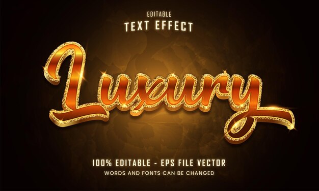 Vector efecto de texto editable 3d en negrita con brillo de lujo dorado vector premium