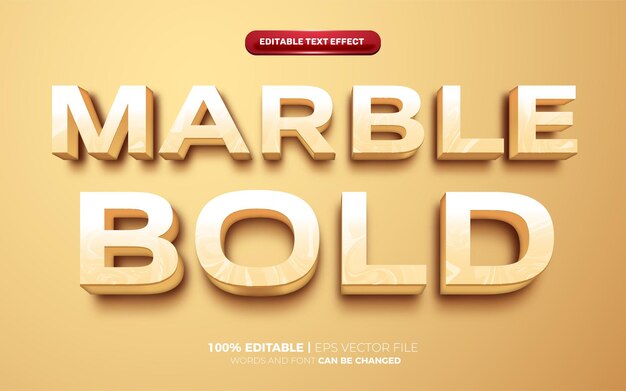 Efecto de texto editable 3D en negrita crema mármol