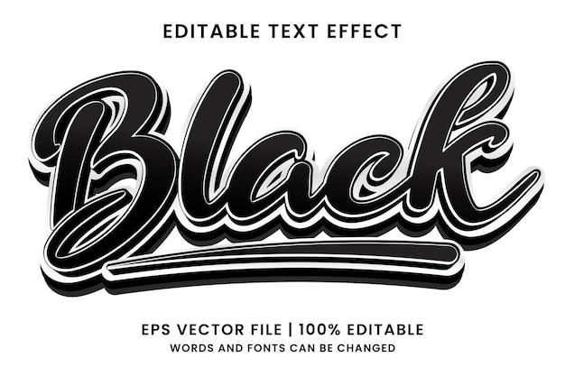 Vector efecto de texto editable 3d negrita negro