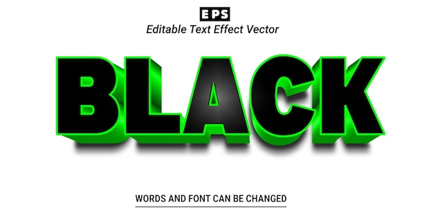 Efecto de texto editable 3d negro con vector de fondo