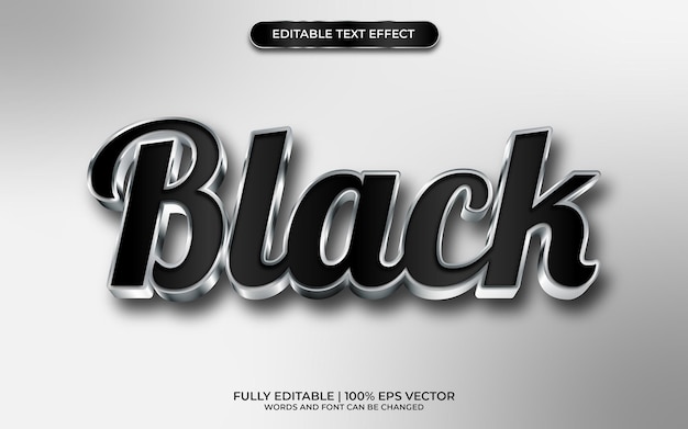 Vector efecto de texto editable 3d negro