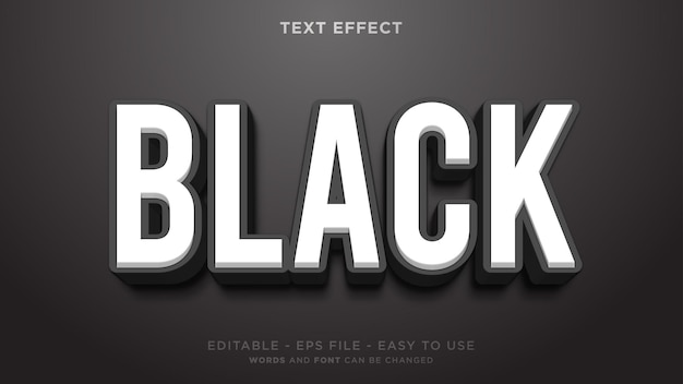 Vector efecto de texto editable 3d negro