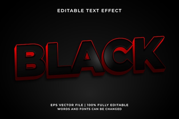 Efecto de texto editable 3d negro