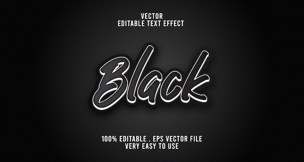 Efecto de texto editable 3d negro