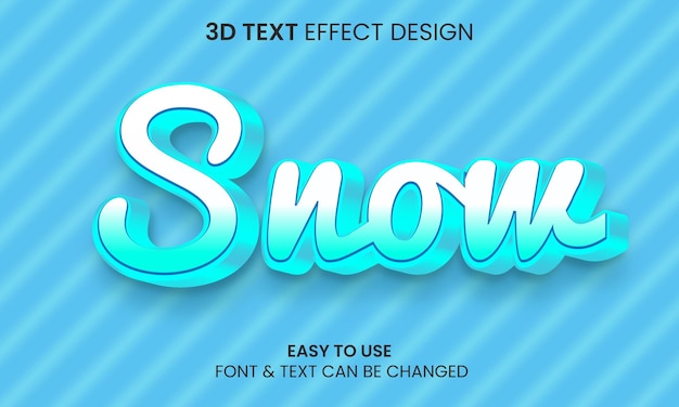 Vector efecto de texto editable 3d de nieve