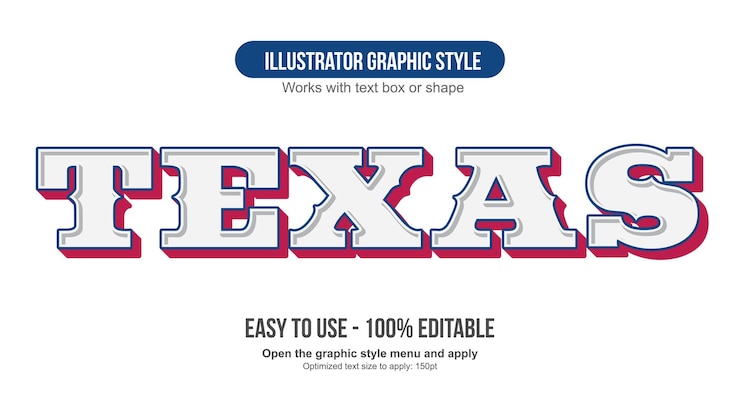 Vector efecto de texto editable 3d occidental blanco azul y rojo