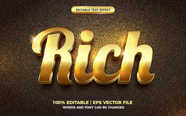 Efecto de texto editable 3d de oro rico