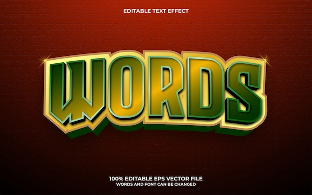 efecto de texto editable 3d de palabras